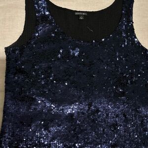 Navy blue sequin tank top